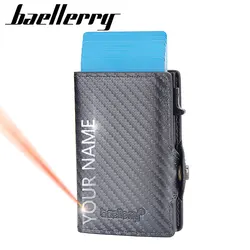 New RFID Card Bag Men Wallets Name Customized Popup Mini Card Holder Slim Short Male Purses Carbon Fiber Brand Men's Wallet