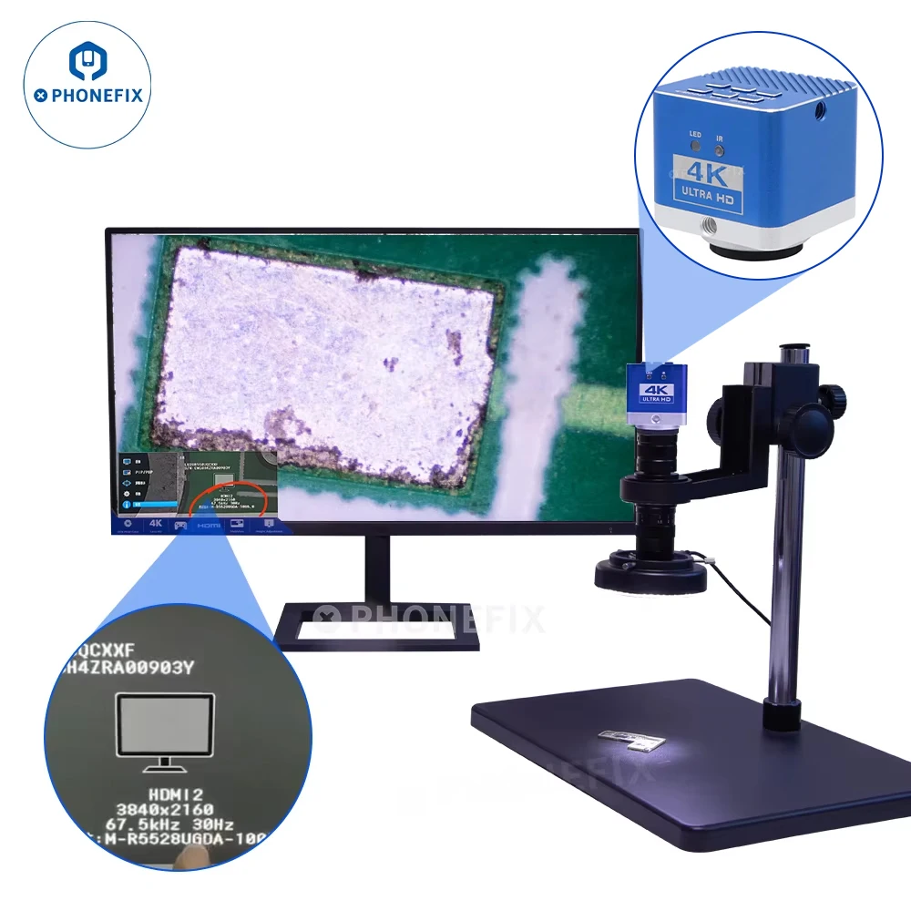 

3840*2160 4K 30FPS HDMI Microscope Camera 60MP USB Type-C Output Digital Industry Camera Magnifer Chip PCB Welding Phone Repair