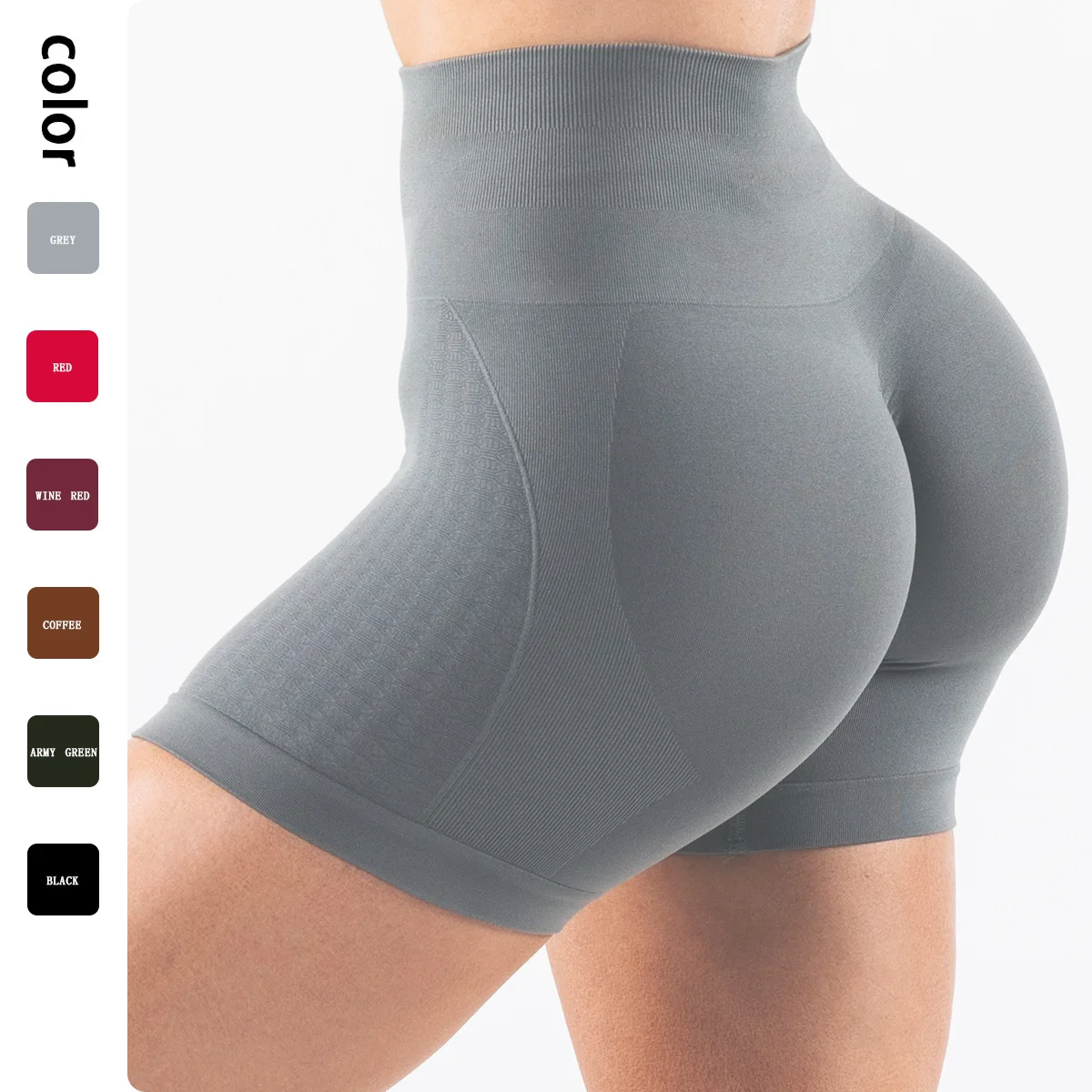 Seamless Jacquard Yoga Pants with Super Soft Touch, Tight Body, Hip Lifting, Cationic Three Part Pants, Fitness Shorts for Women
