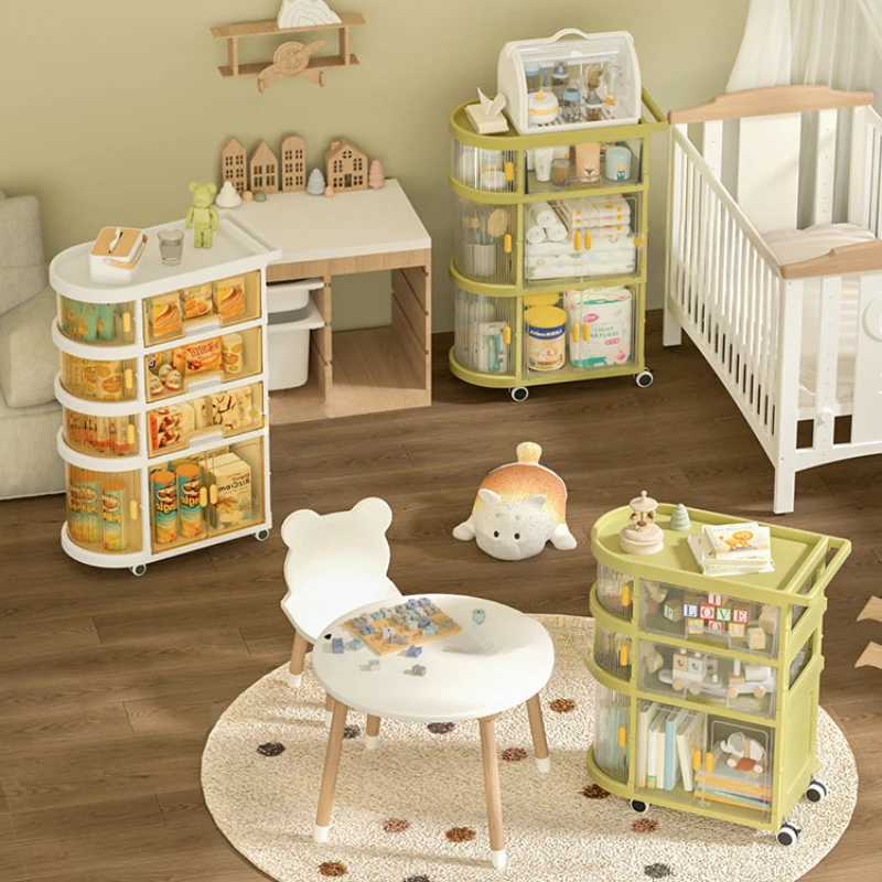 Baby Nursery Hooks - Folding Baby Storage Rack Trolley Multi-Layer