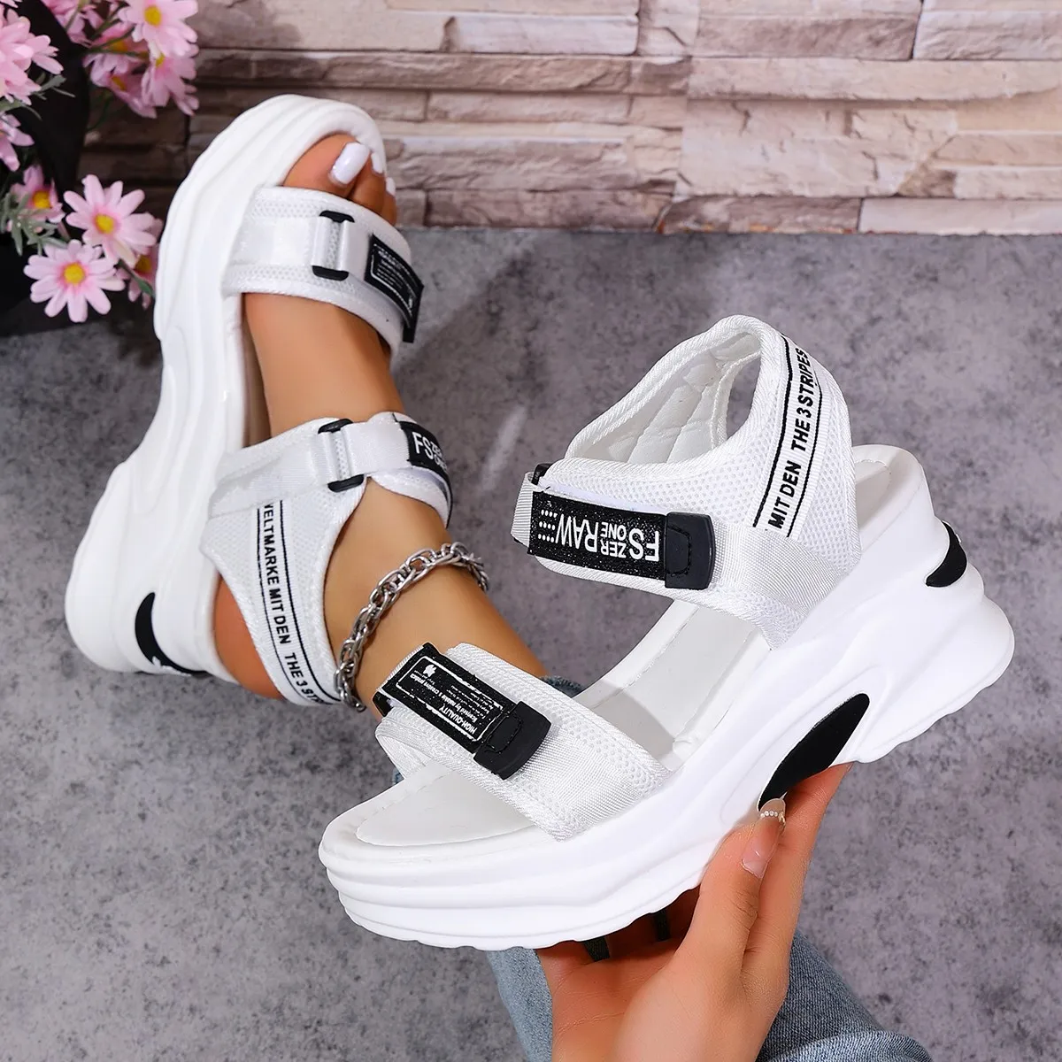 Women Platform Wedge Sandals Summer Fashion New Comfortable Shoes for Women Light Casual Velcro Beach Sandals Zapatos De Mujer image 3