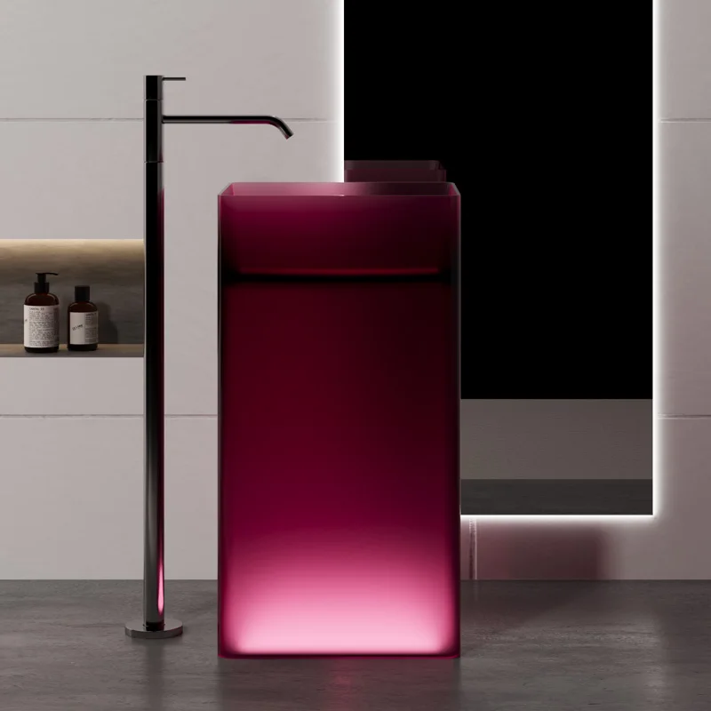 

Pink high-end unique selection Resin stone transparent base Sink independent washbasin with base