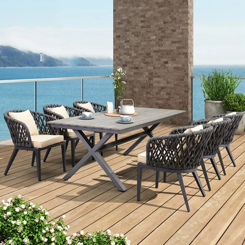 Vintage Garden Antique Outdoor Furniture Wicker Dining Chairs Outdoor Dining Set for 8 Outdoor Garden Furniture Sets Chair Table