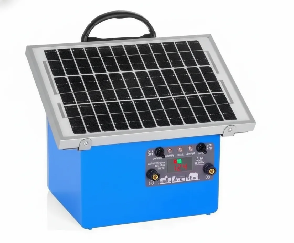 20 Miles Solar Electric Fence Charger, 0.5J Energizer Controller for Livestock No Battery
