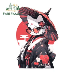 EARLFAMILY 13cm X 8.9cm for Demon Maiden Cat Kimono Cute Car Stickers Vinyl Fashionable Decals Car Accessories Windows Decor