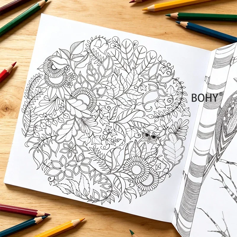 1 Large-sized Secret Garden Art Graffiti Album, Include 24 Pages of Theme Drafts, Adults Can Relieve Emotions/heal By Coloring