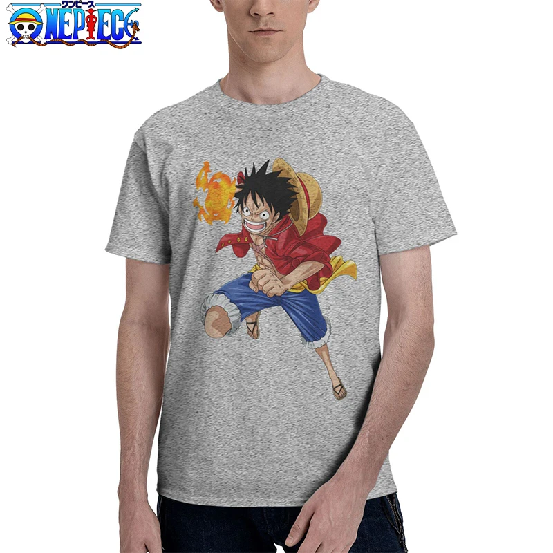ONE Piece Luffy Cotton Man's T-SHIRT MADE IN US Q Pattern Paint Cosplay Costume Tee Top Trendy Print Short Sleeve Soft Clothes