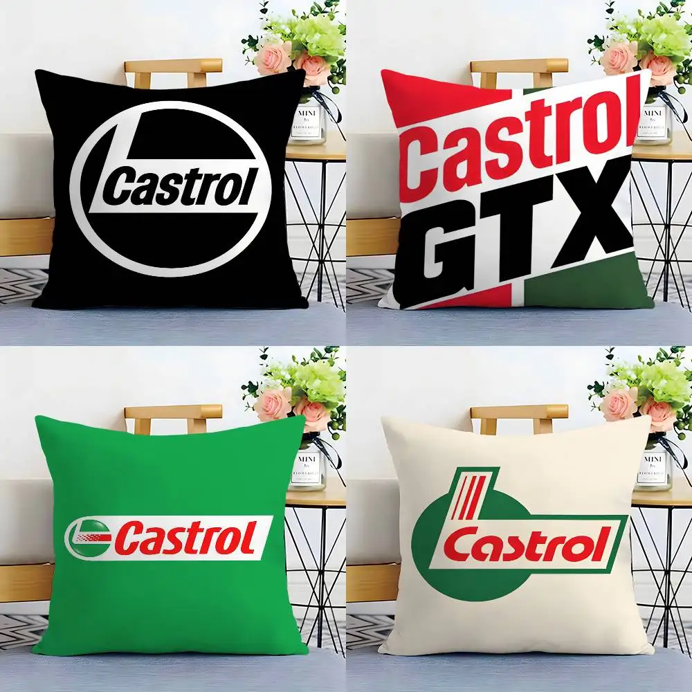 Logo C-Castrol Pillow Case Sofa Living Room Bedroom Double-sided Printing Square Cushion Nap Time Pillow Case