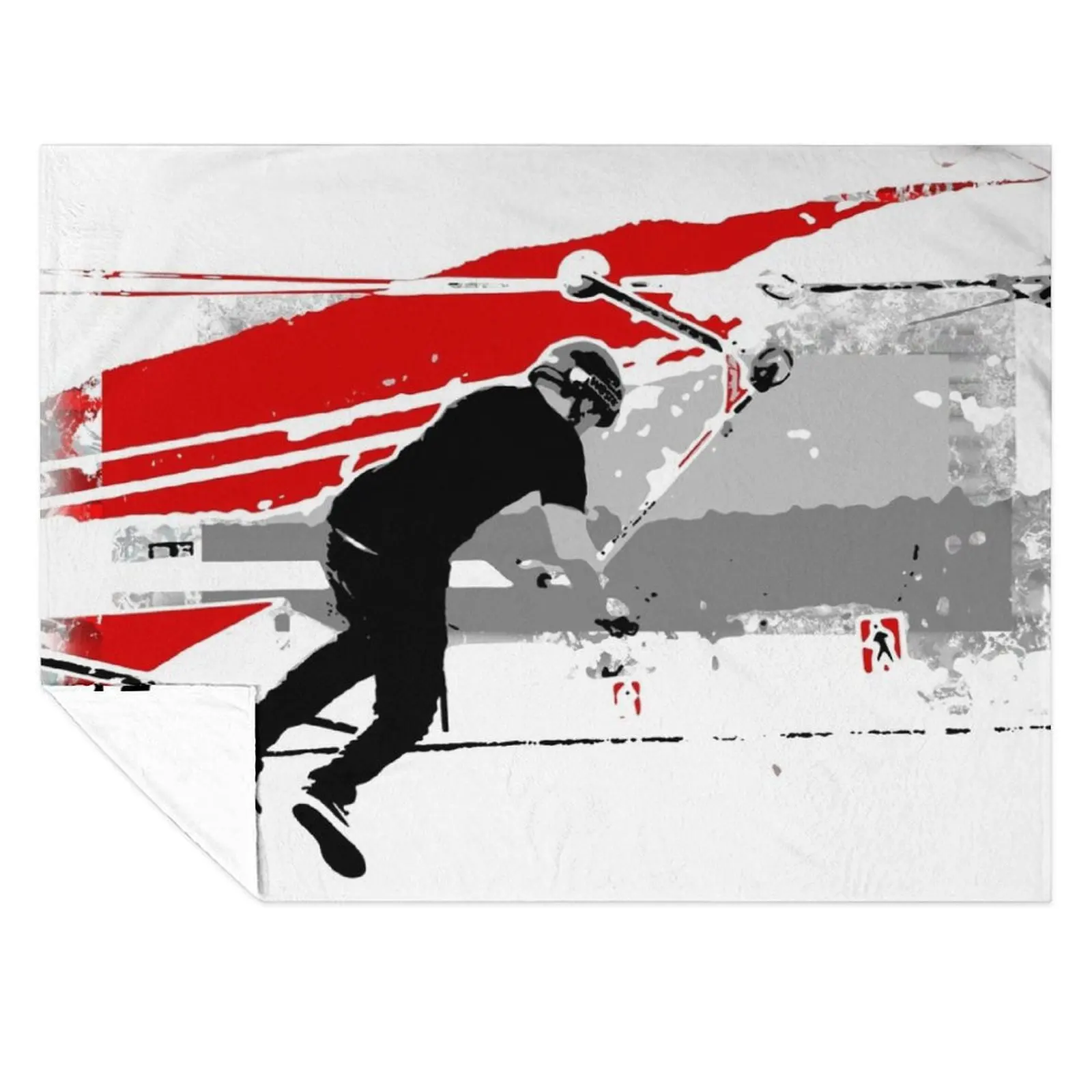 

Spinning the Deck - Tail-whip Scooter Stunt Throw Blanket Custom Plaid Flannel Blankets