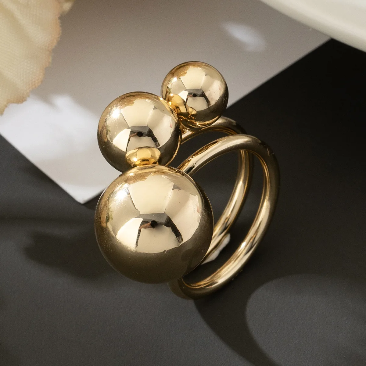 

New Exaggerated Personality Ring for Women Irregular Gold round Large Ball Finger Ring Internet Celebrity INS Style Jewelry