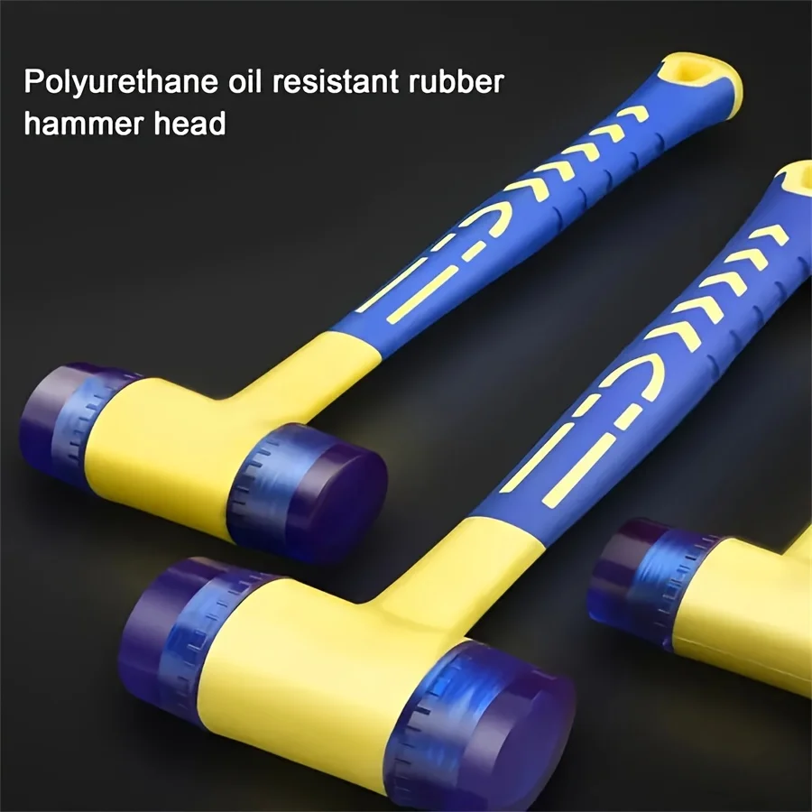 1 Double Headed Installation Hammer, 25mm Rubber Hammer with Rubber Handle, Detachable Insulated Installation Hammer