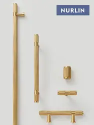 Nurlin Brass Diamond Cut Cross Knurl Pattern Cabinet Knob Pull T Bar Lengthened 38cm 15 Inch Cloakroom Door Drawer Handle