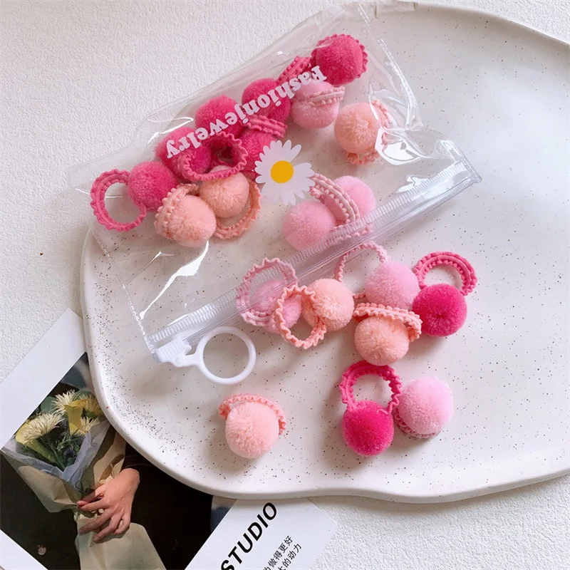 20pcs/set baby small Pompoms hair tie elastic hair rubber bands for girls ball hair rope kids mini scrunchies child headdress