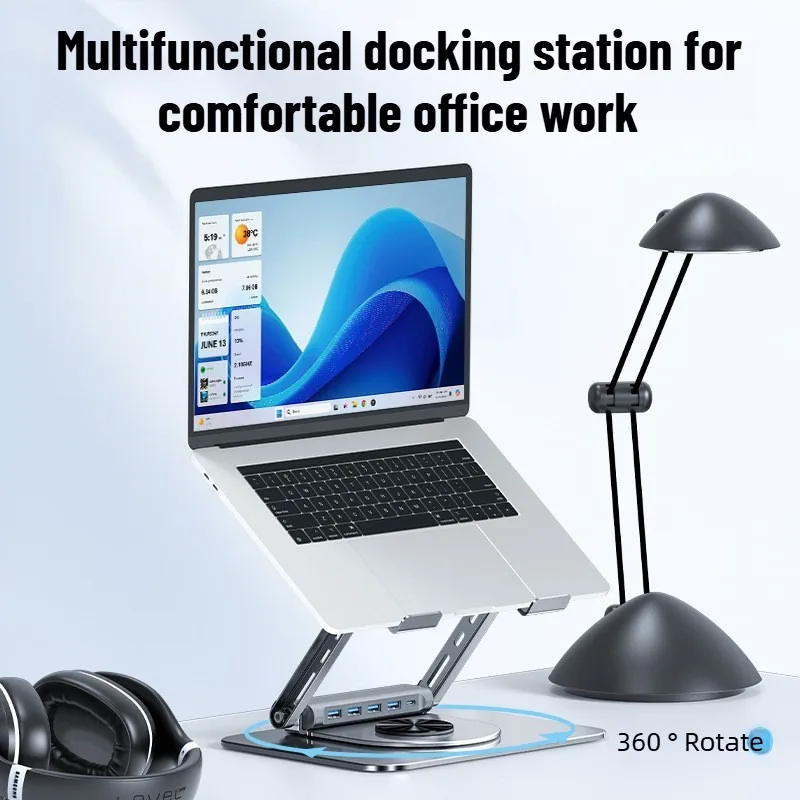 Laptop Docking Station Stand for MacBook /Dell/HP/Lenovo,Docking Station with USB 3.0,Laptop Stand for Desk with Rotating Base