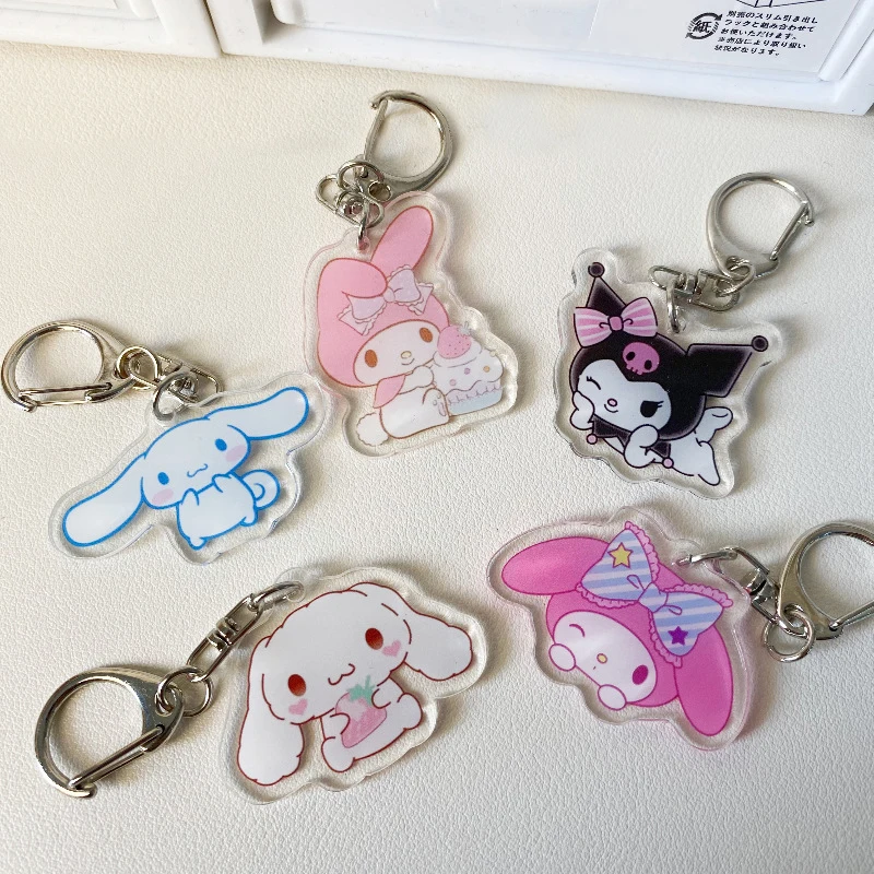 Melody Kuromi Cinnamon Dog acrílico Keyring, Pingente Kitty bonito, Schoolbag Pendant, Saco Acessórios