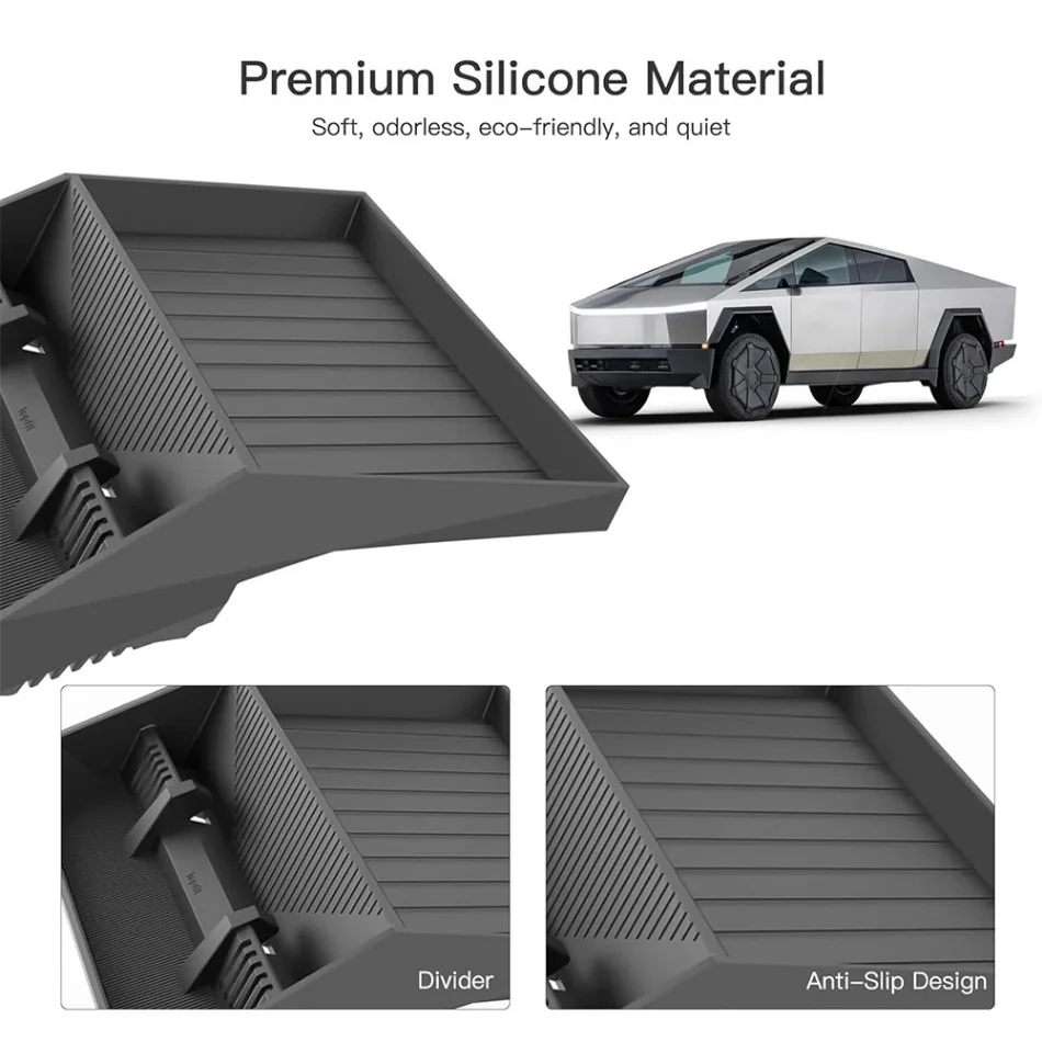For Cybertruck 2023-2025 Hidden Screen Storage Tray Silicone Center Console Dashboard Organizer Car Storage Accessory Box