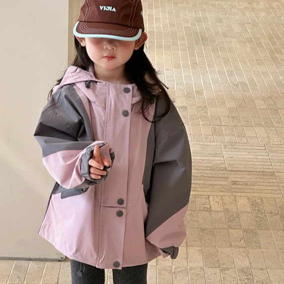 

Пальто для девочек, осень-зима 2022, новая детская одежда, корейский стиль, модные простые повседневные куртки для девочек