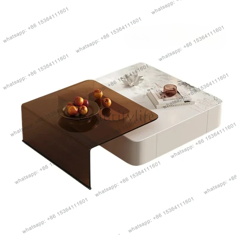 

lxRock slab coffee table TV cabinet combination modern simple household small apartment living room new retractable cabinet