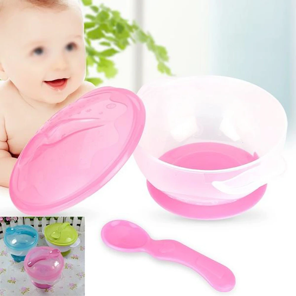 

Suction Non-Slip Tableware With Toddler Baby Set Baby Feeding Bowl Set Spoon Kids Training Bowl Blue