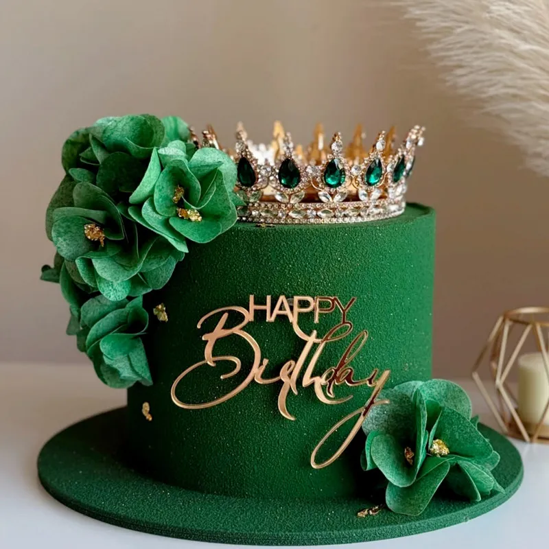 الجانب الاكريليك كعكة عيد ميلاد سعيد توبر جديد الذهب والفضة الاطفال حفلة كعكة القبعات العالية الحلوى زينة استحمام الطفل لوازم الخبز