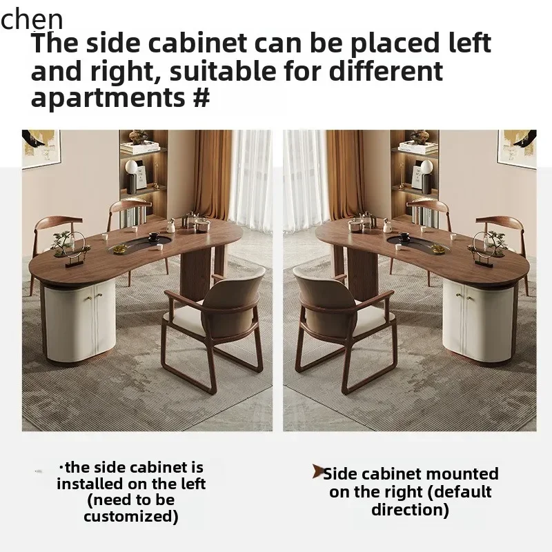 

HYS solid wood tea table tray kettle integrated office high-end tea table balcony tea table