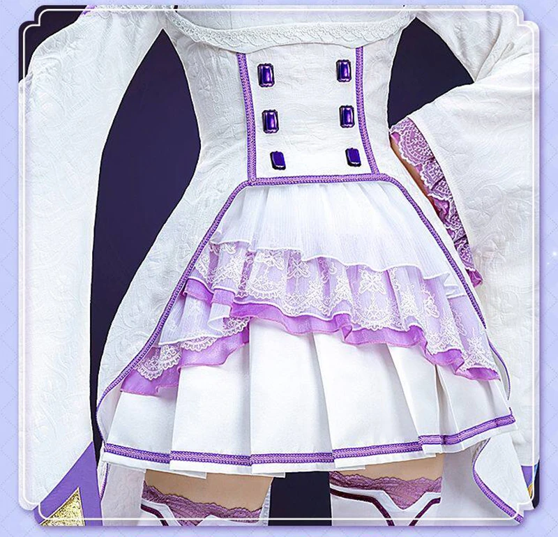 Anime Re Zero Kara Hajimeru Isekai Seikatsu Emilia Cosplay Costumes Women Dress With Headdress For Halloween Party Lolita Cos view 4