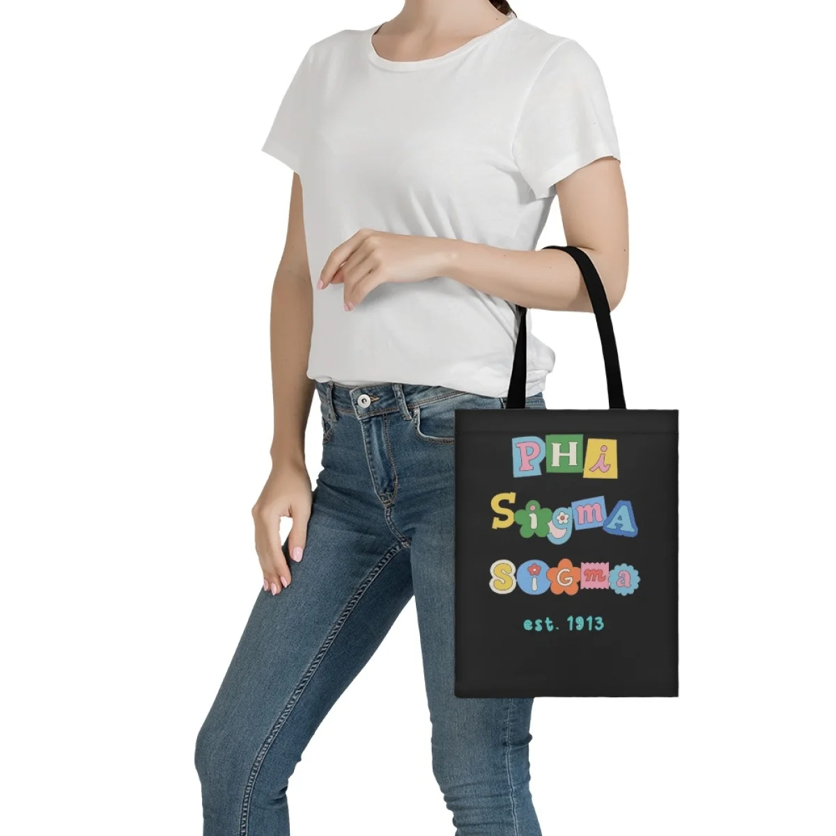 FORUDESIGNS Teen Girls Tote Bag Shopping Phi Sigma Sigma 1913 Sorority Fashion Travel Canvas Bag Package Handbag Beach Bag