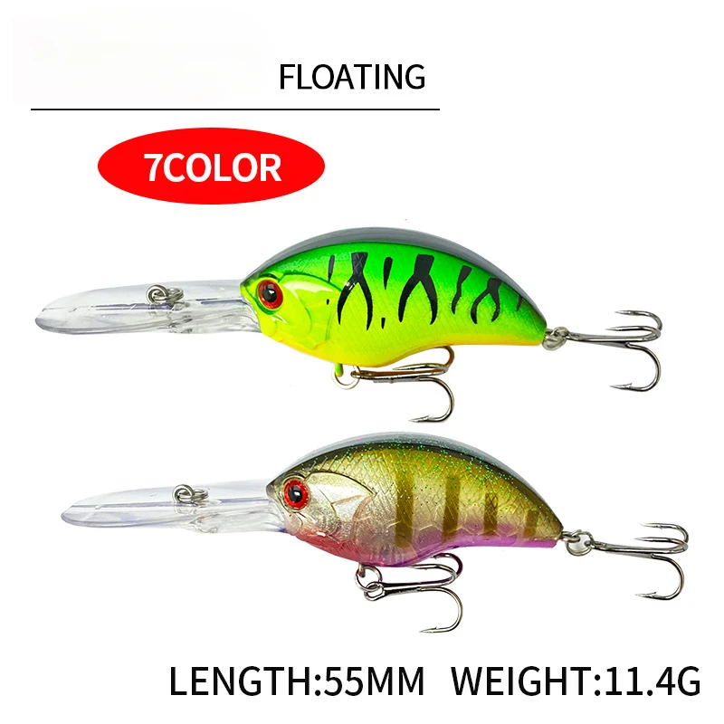 Simulated floating bait，fishing lure, 55MM/11.4G long tongue rock bait, chubby fake bait, swimbait  pesca