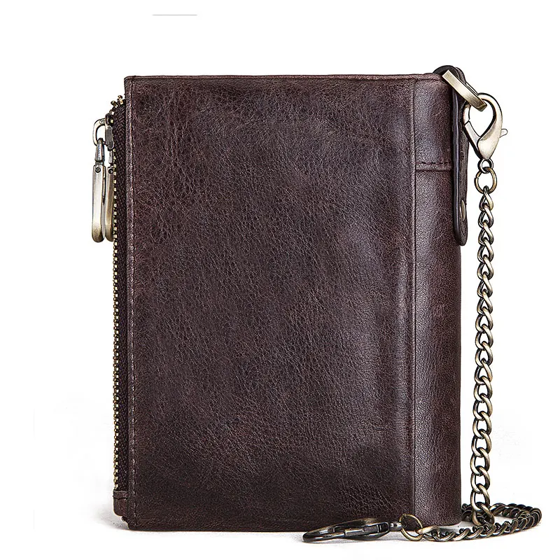 KAVIS Genuine Leather RFID Vintage Wallet with Card Holder for Men Short Hasp Zipper Coin Pocket Business Male Money Bag