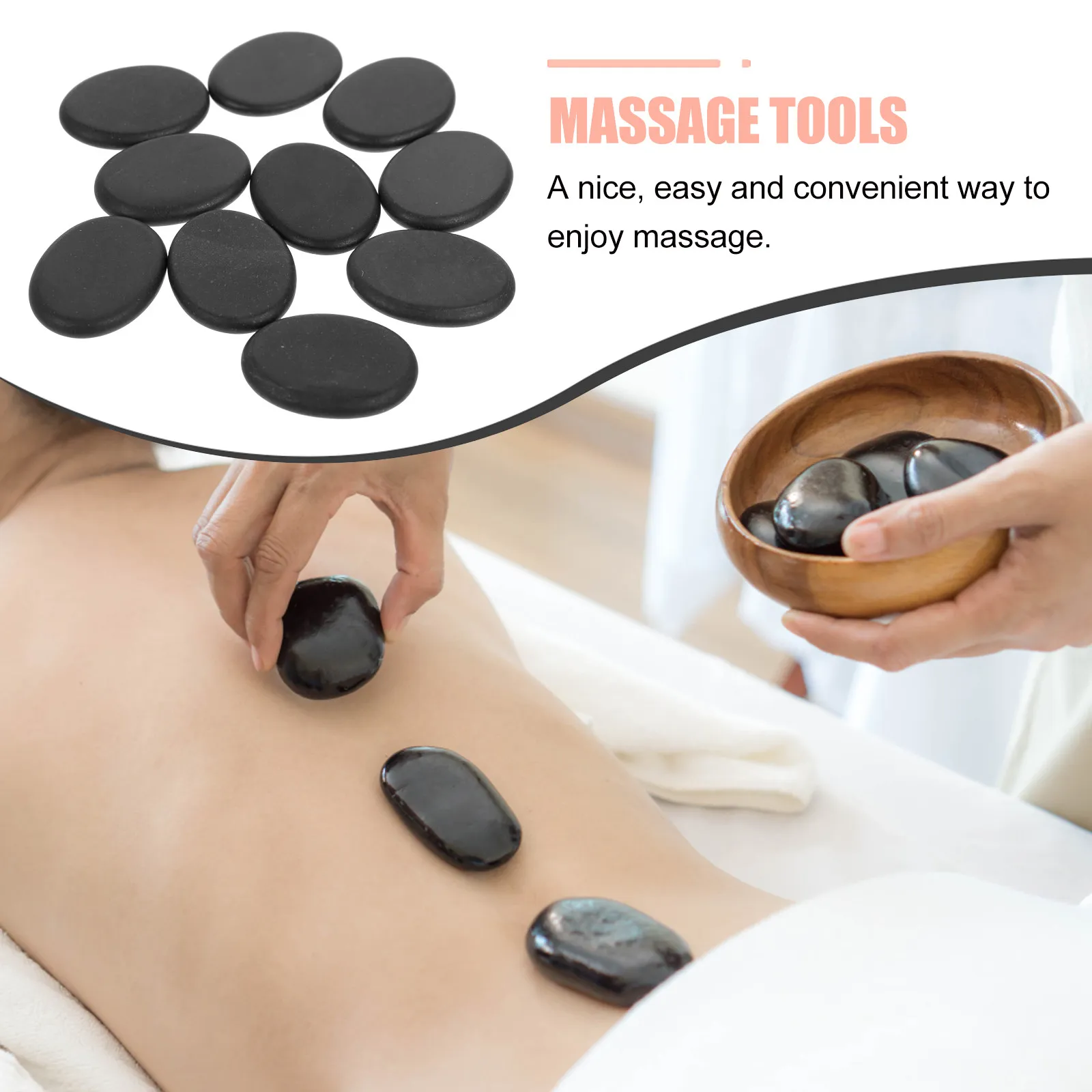 10Pcs Volcanic Hot Stones Natural Spa Energy Stones for Face Back Arms Feet Massage and Heat Retention Therapy view 3