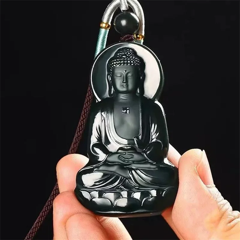 

Jia Le/ Natural Hetian Cyan Jade Great Sun Tathagata Necklace Pendant Fashion Personalized Men and Women Couples Amulet Gift