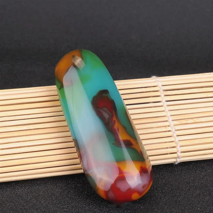 

Natural Xinjiang Hotan Jade Colorful Jade Pendant Handle Piece Men's and Women's Fitness Game Piece Popular Jewelry