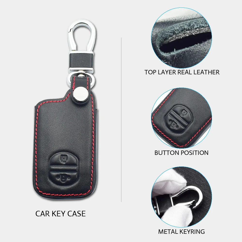 Leather Car Key Cover Remote Fobs Shell Case For Toyota Land Cruiser Prado 150 Corolla IQ Prius Ractis Wish Aqua Vitz Highlander