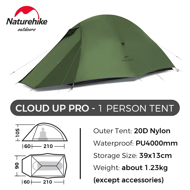 Naturehike Campingtent Cloud Up PRO 1 2 3 Ultralichte draagbare opvouwbare wandelzelt Outdoor winddichte reistrekkingtent