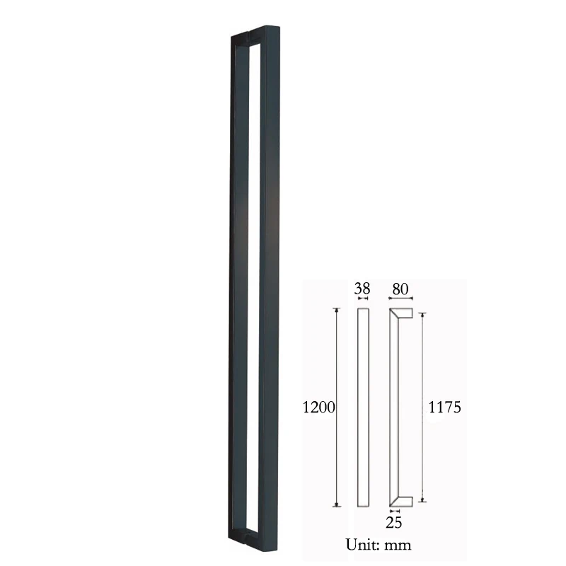 Imagem -02 - Maçaneta Cor Preta Fosco Puxadores para Vidro Madeira Porta de Entrada de Metal Pa130 Aço Inoxidável 304 304
