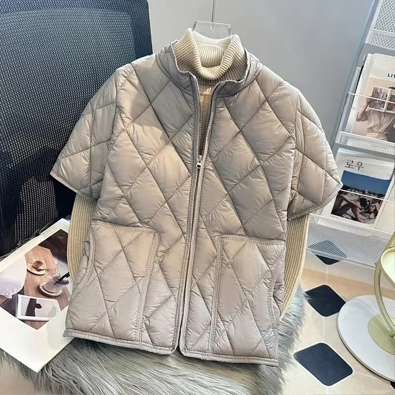 

Cotton-padded Vest for Women, Half Sleeve Waistcoat with Half Sleeve Plus Size Down Jacket 2025
