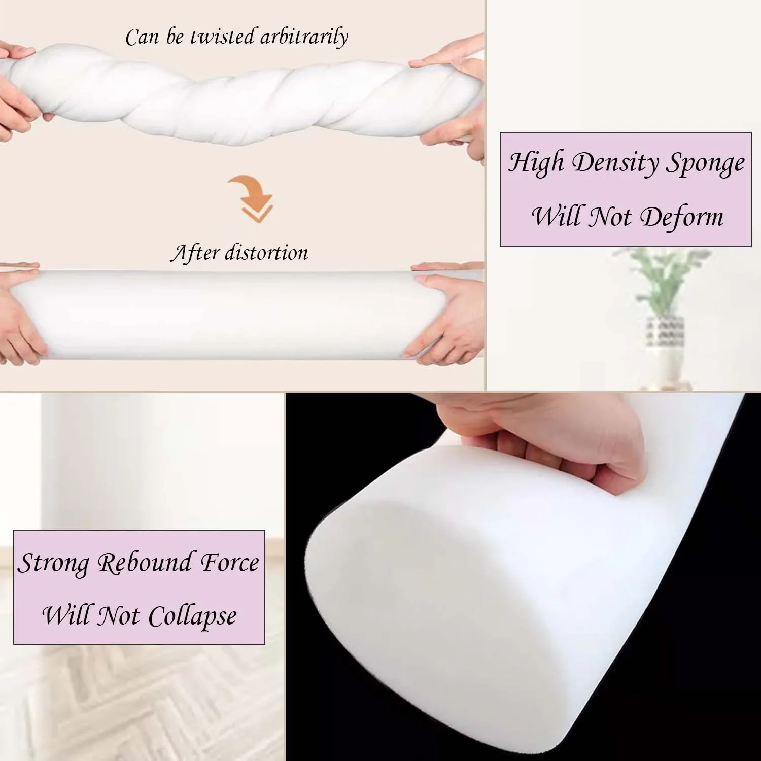 Long Round Pillow Corduroy Cylinder Bolster with Zipper for Sleeping Neck Pain Relief Side Back Stomach Sleeper for Chair Sofa
