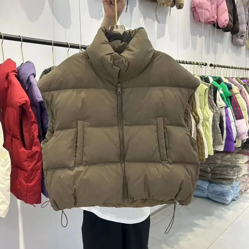 Parkas chauds pour femmes, manteaux à simple boutonnage, gilet kaki, taille haute décontractée, vestes élégantes Y2k épaisses, automne hiver