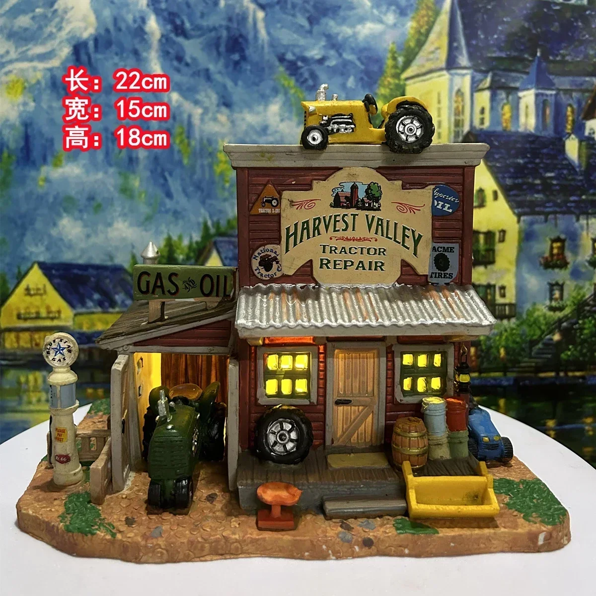 Lemax Ceramic Hand Painted Lamp House Miniature Version of European Building Home Furnishing Living Room Ornaments Home Decor