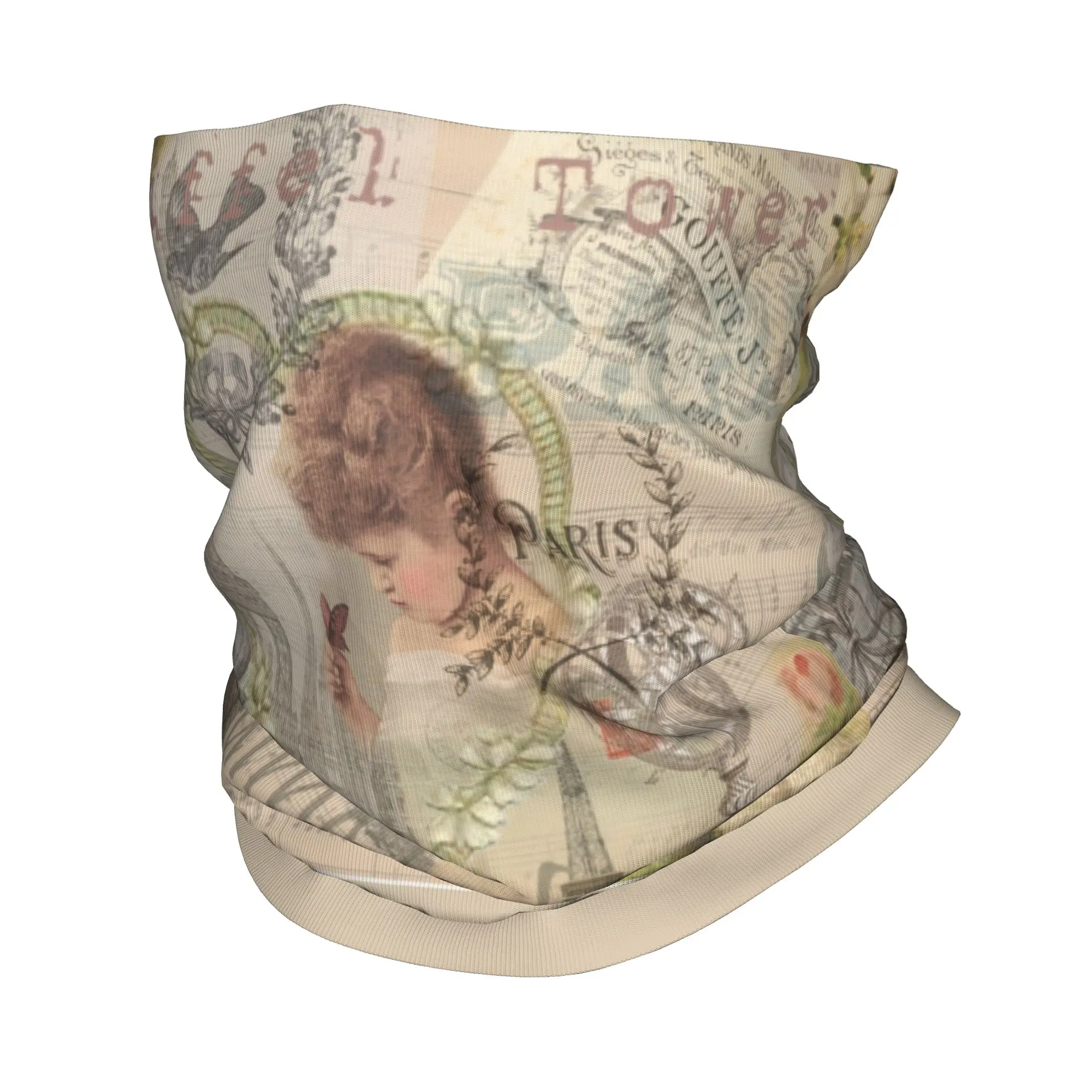 Custom Vintage Paris France Beautiful Eiffel Tower Collage Bandana Neck  UV Protection Face Scarf Cover Women Men  Headwear Tube