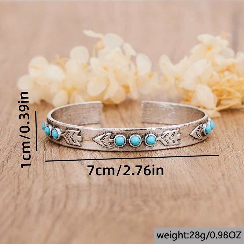 Retro Silver Color Open Bracelet Women Vintage Round Stones Inlay Personality Designer Fish Shape New Ladies Bracelet Jewelry