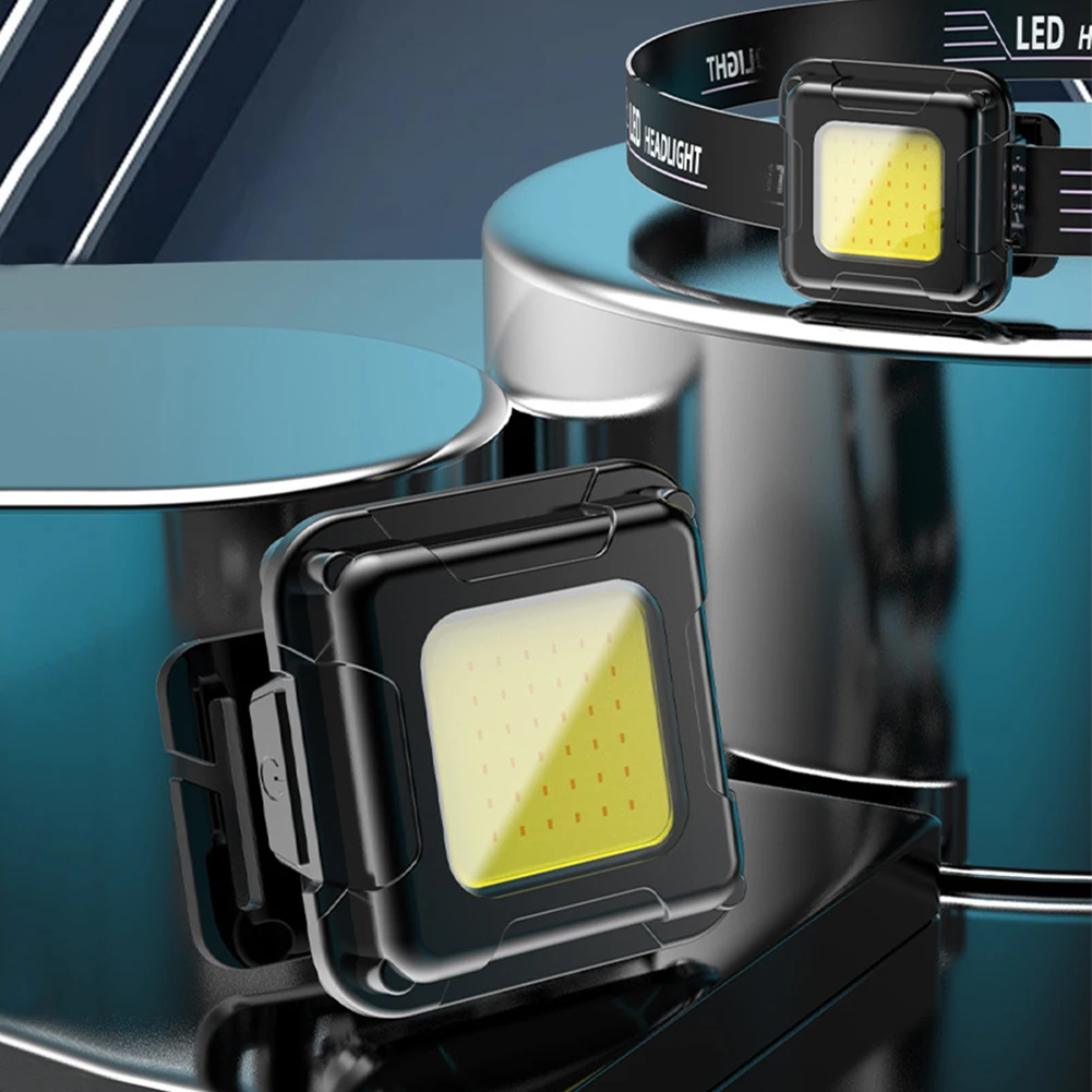 LED Work Light 4 Light Modes Multifunctional Head Torch Type C USB Charging Compact Head Flashlight for Camping Running Hiking