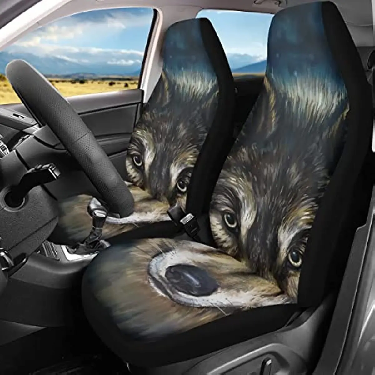 Pehede Seat Protector Carseat Watercolor Wolf Wildlife Animal Universal Automotive Seat Covers Fits Most Cars SUV Truck and Van