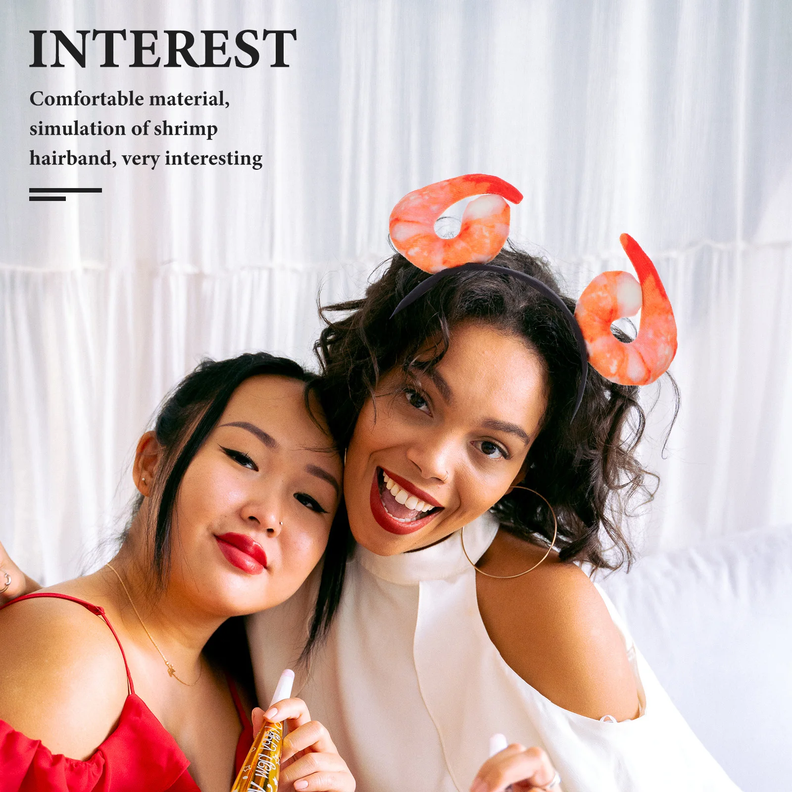 

Creative Hair Accessory Shrimp Headband For Costume Party Spa Events Realistic Food Inspired Novelty Hairpiece Seafood Party