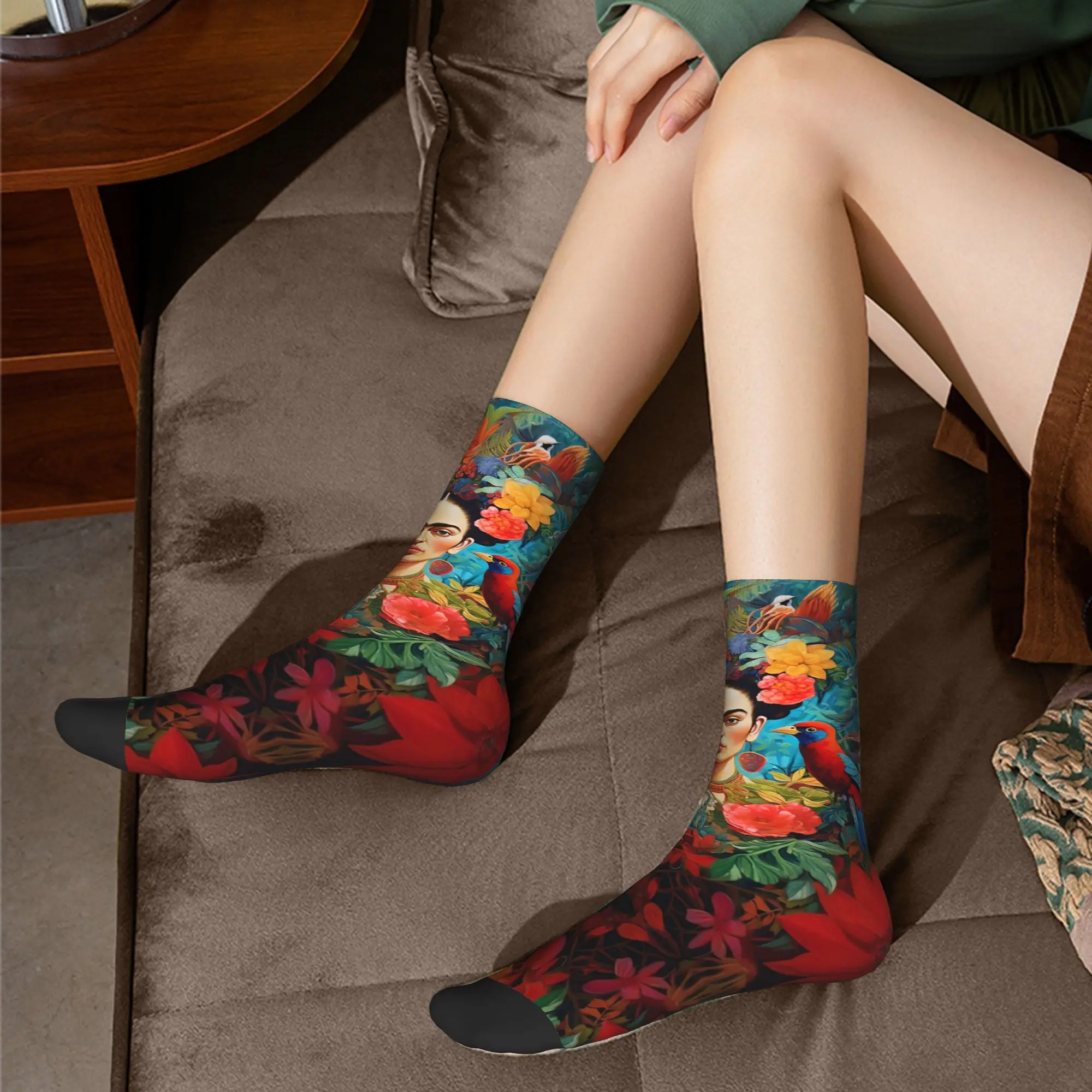 F-Frida K-Kahlo Art Socks Men's Women's Polyester Fashion  Socks Hip Hop Spring Summer Autumn Winter Middle Tube Socks Gift, view 5