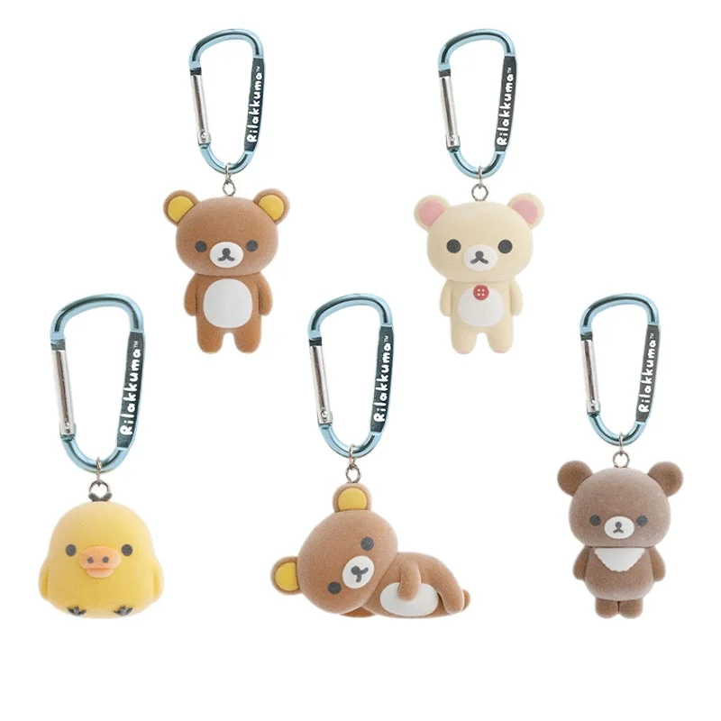 

Japanese Cute Flocking Bear Keychain Blind Box 5 Types Mini Plush Figure Korilakkuma Kiiroitori Sitting Stuffed Toy In Stock
