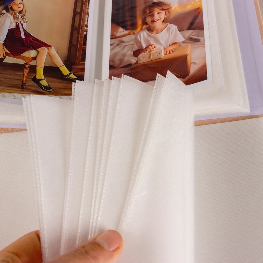 6 Inch 100 Pockets Photo Album Cloth Cover Large Capacity Scrapbook Album Laminated Insert Pocket Slip-in Picture Albums
