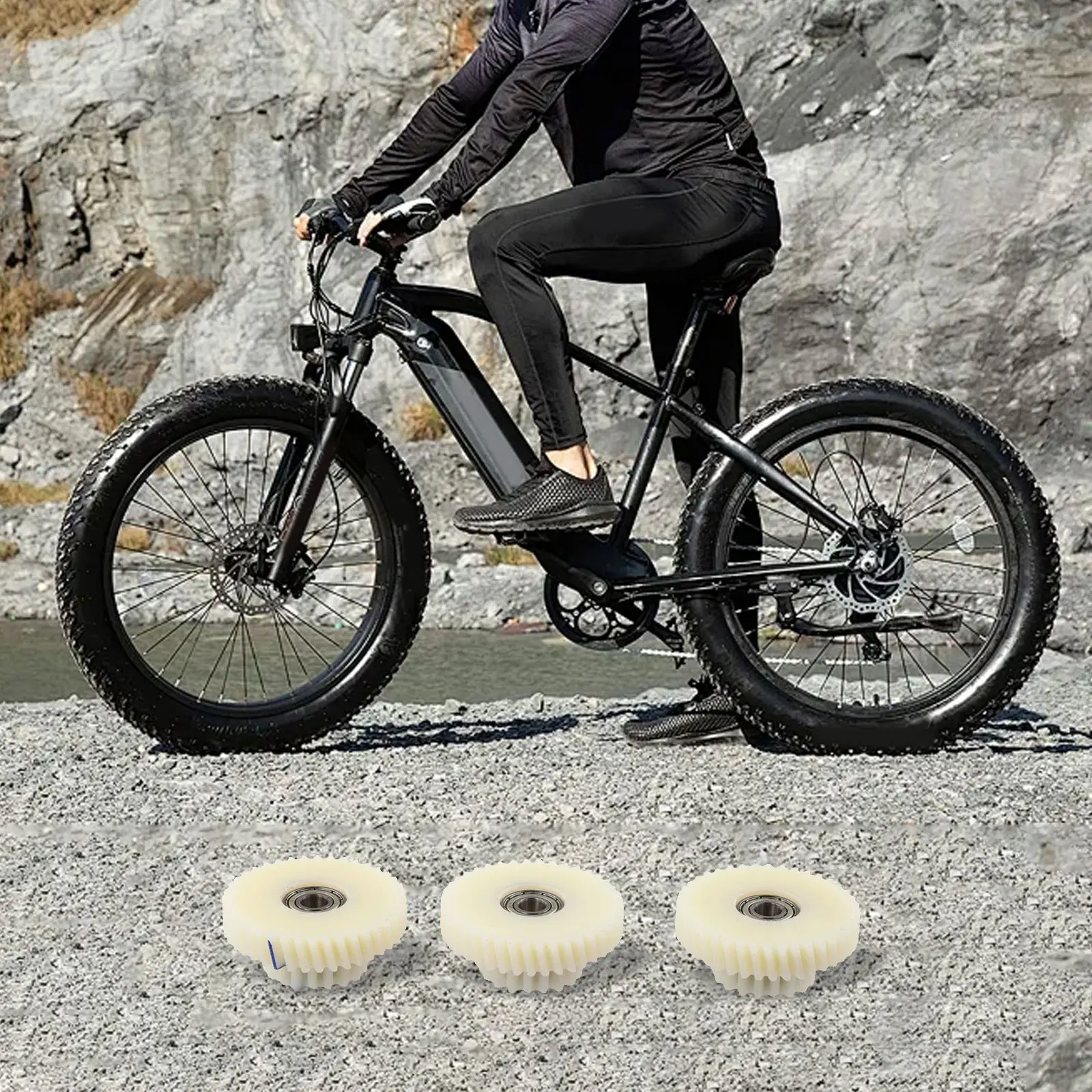 40T 18T التروس Ebike استبدال أجزاء مادة النايلون أبيض اللون مجموعة تروس كاملة 25 مللي متر قطر استبدال والعتاد ل Ebike