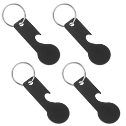 4-delige trolley token sleutelhangers winkelwagen handtruck tokens voor winkelen zwarte roestvrijstalen ketting