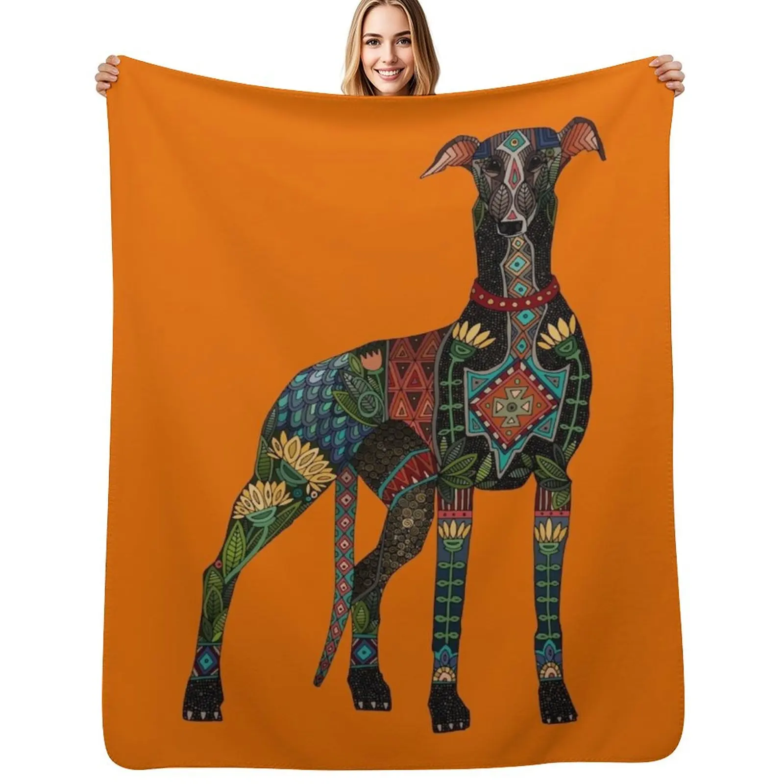 

greyhound orange Throw Blanket Multi Use Warm Blanket for Living Room Bedroom